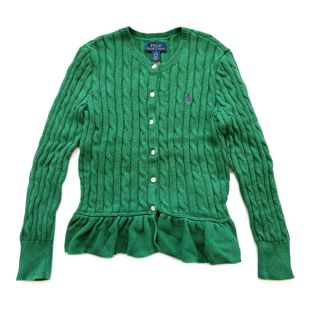 Polo Green Cardigan Sweater - Picture 1 of 9